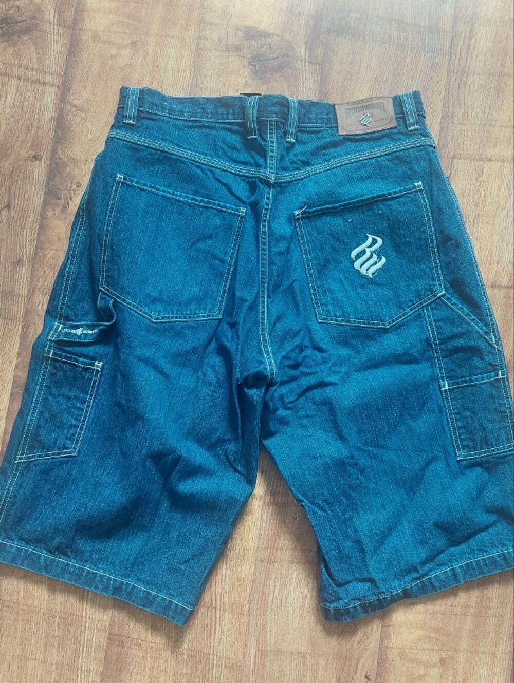 Rocawear Men's Dark Blue Denim Cargo Shorts Carpenter 36 38 Y2k 2000s Hip Hop